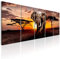 decomonkey Bilder Afrika Tiere Elefant 200x80 cm 5 Teilig Leinwandbilder Bild auf Leinwand Wandbild Kunstdruck Wanddeko Wand Wohnzimmer Wanddekoration Deko Landschaft Baum braun