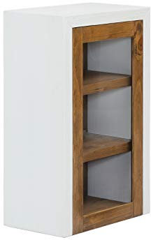 Woodkings® Bad Hängeschrank Burnham Pinie Natur rustikal Glasschrank Möbel Badmöbel Badezimmer Badezimmerschrank Badschrank mit Glastür Landhaus Echtholz (Weiß)