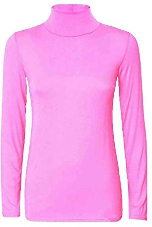 Body BNWT Polo extensible à manches longues et col roulé en viscose pour femme Rose clair Taille 36-50, Hellrosa