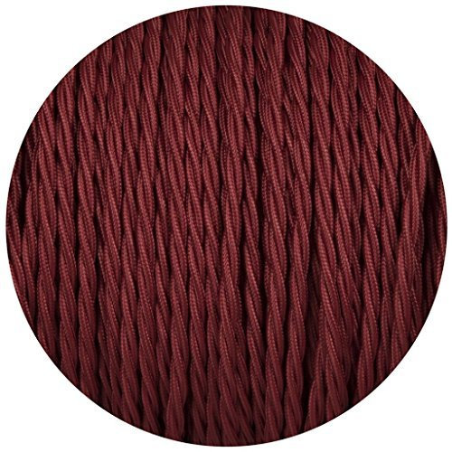 10m 3 Core Twisted Electrical Cable Vintage Italian Style Cable Earth Wire, Antique Braided Woven Silk Lighting Flexible Fabric 0.75mm Cord, DIY Pendant Light, VDE Certification (Twisted - Burgundy)