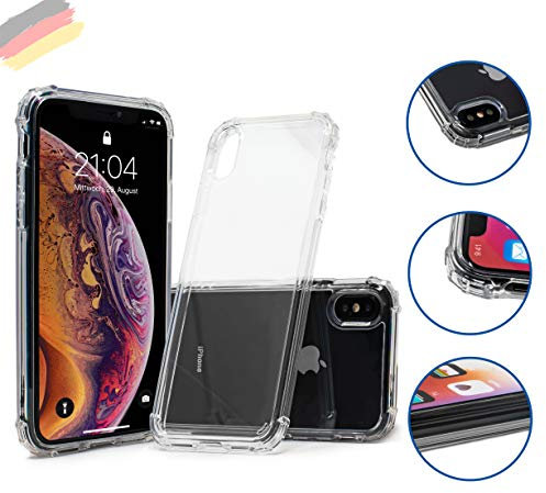 Hetcher Tech Premium Hybrid Protective Phone Case for Apple iPhone X Transparent TPU + PC Back Cover Bumper Case Shockproof Robust Stable