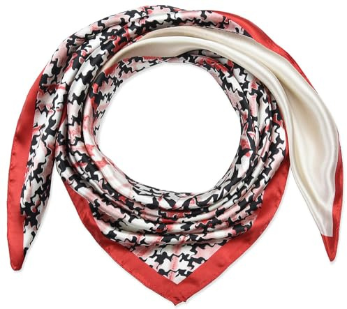 corciova 35 Ladies Satin Square Silk Like Hair Scarves and Wraps Headscarf for Sleeping Red Beige Thousands of Words