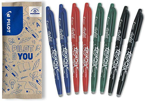PILOT FriXion Ball 0.7 Set – 6 Stück: 2x Blau/Schwarz/Rot/Grün – Radierbare Tintenroller 0,4 mm Strichstärke, angenehme Schreibführung beim Schreiben, thermosensitive Tinte, mit austauschbarer Mine