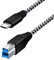 Fasgear 1.83m Type C to USB B 3.0 Cable Nylon Braided USB C Male to Type B Male Cord (6ft, White)