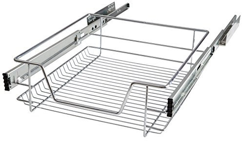 TecTake® Panier de Rangement Coulissant en Inox pour Placard 50cm Tiroir coulissant idéal Organisateur cuisine, rangement sous evier, chambre, dressing, bureau, garde manger, cellier, maison