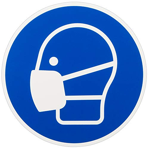 Gebotszeichen Maske benutzen ISO 7010 / M016 Symbol Maskenpflicht, Beschreibung:Ø 200 mm Kunststoff 1 mm