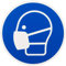 Gebotszeichen Maske benutzen ISO 7010 / M016 Symbol Maskenpflicht, Beschreibung:Ø 200 mm Kunststoff 1 mm