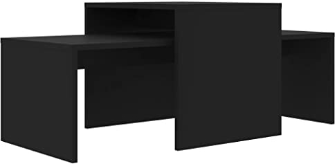 vidaXL Couchtisch Set Beistelltisch Satztisch Sofatisch Kaffeetisch Wohnzimmertisch Teetisch Telefontisch Schwarz 100x48x40cm Holzwerkstoff