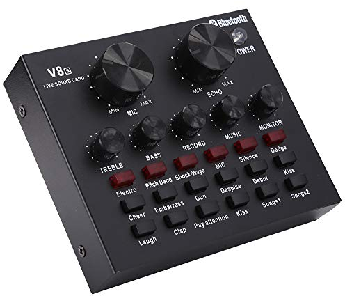 V8 Carte Son Live, Carte Son Externe à Effet Sonore DAC-94DB, Transformateur Vocal, Mélangeur de Son, Changeur de Voix pour Streaming en Direct, PC, Enregistrement, Karaoké