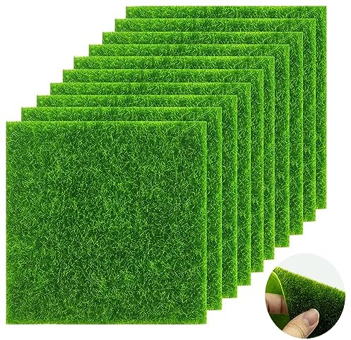 10 Stück Kunstrasen Kunstrasen Rasenteppich Kunstrasen Rasenteppich Miniatur-Ornament für Haus Garten Landschaft Puppenhaus Handwerk Dekor
