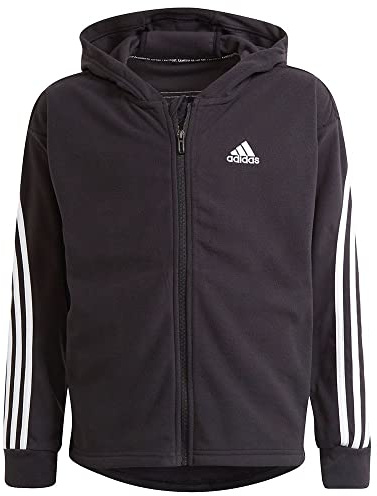 adidas Mädchen G FI 3S FZ HD Hoody Track Top, Schwarz/Weiß, 9 anni