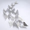 CAYUDEN Schmetterling Wandsticker, 3D, 24 Stück, Silber, Wandaufkleber, Schmetterlingsform, Modern, Glänzend, Abnehmbar, Ungiftig, Innenbereich, Wanddekoration