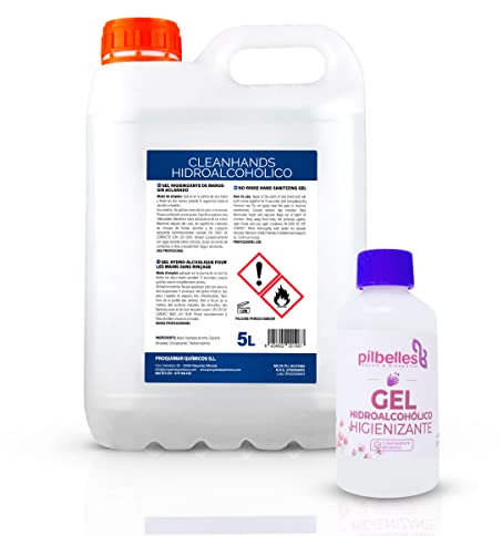 GEL HIDROALCOHÓLICO HIGIENIZANTE DE MANOS SIN ACLARADO Garrafa 5 Litros + Bote 120ml GRATIS