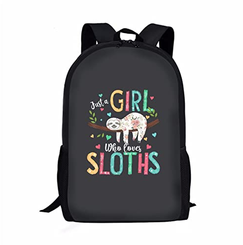 Dolyues Kinder Mädchen Jungen Schultaschen für Teenager Casual High School Grundschule Rucksack Große Kapazität Rucksack mit Seitentasche, Lustiges Faultier-Muster, Einheitsgröße