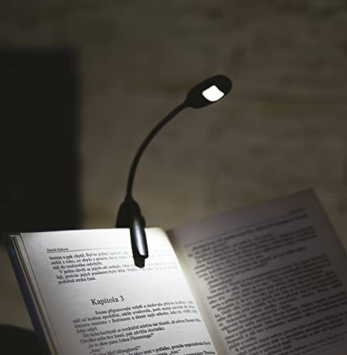 EMOS - LED Leselampe - Befestigungs-Clip - 10 lm, max. 7 m - 2 Leuchtmodi - 35 Std. - batteriebetrieben (AAA Micro) - für Innen- und Außenbereich- schwarz