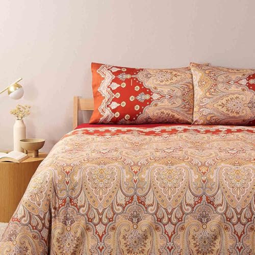 Bassetti Granfoulard Bettbezug für Doppelbett aus extra feinem Sateen 250 x 210 + 40 + 2 Kissenbezüge 50 x 80 cm + Spannbettlaken 175 x 200 cm (Como o1)