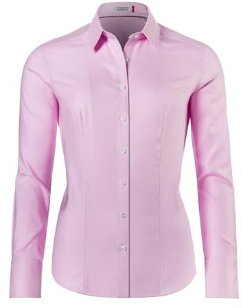 Vincenzo Boretti Blusa, Modern-Fit/Taglio Abbastanza Aderente, Colletto della Camicia, Morbido Oxford Rosa 46