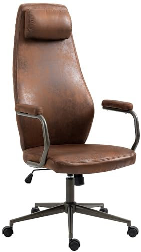 CLP Bürostuhl Pocatello I Kunstleder-Bezug I Höhenverstellbar I Mit Kopfstütze, Farbe:Cognac