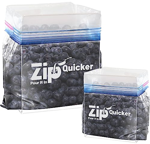 Zip Quicker Ziplock Bag Holder/Food Storage Bag Stand/Baggy Rack Holder/Hands-Free to Pour Leftovers/Filling Zip Lock Freezer Bag Stand/Bag Prep/Comes with both Gallon & Quart Sizes