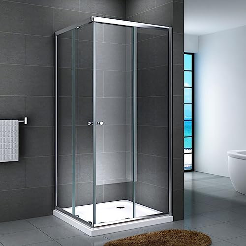Yellowshop - SMART Box doccia 2 lati vetro temperato trasparente 6 mm apertura scorrevole h 190 cm quadrato o rettangolare (70x70 cm)