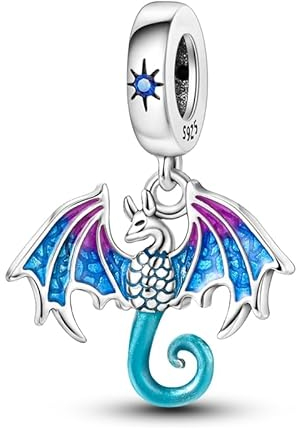 CYCUFF Sterling Silber Charms 925 für Europäische Armband & Halsketten Anhänger Perlen Schmuck Geschenk für Frauen Familie Freunde (Fantastischer Fliegender Drache Charm)