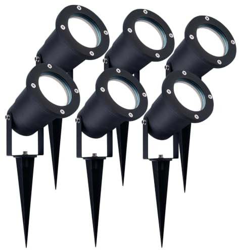 Ledvion 6er Set Gartenstrahler mit Erdspieß IP65 3W 6500K GU10 dimmbar | Fuer Garten Terrasse Einfahrt Wege Beete und dekorative Aussenbeleuchtung