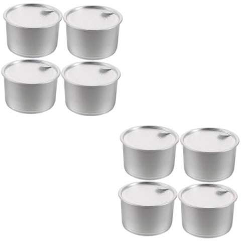 POPETPOP 2sets Food-grade Aluminum Can Storage Box Jar Tight Seal for Dessert and Cat Food 4pcs*2
