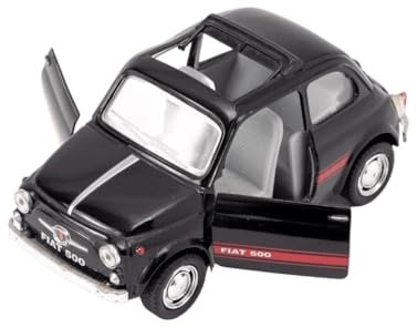 Easy Toys Modellauto kompatibel mit Vintage FIAT 500. Maßstabsgetreues Spielzeugauto mit zu öffnenden Türen. Automodellierung. (500c Schwarz)