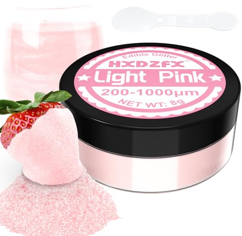 Light Pink Edible Glitter - 100% Edible Glitter for Drinks, Cake Decorations, Chocolates, Muffins, Cocktail, Candy, Cream, etc. Light Pink Food Colouring Powder (8g)