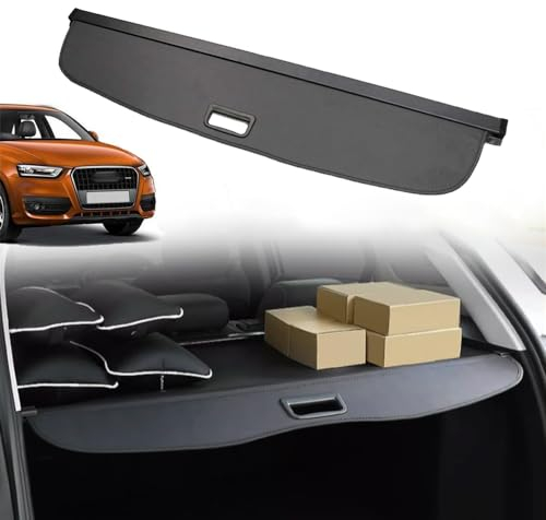 Auto Einziehbarer Laderaumabdeckung Kofferraum für A.u.d.i Q3 2013-2017, Schwarz Schutz Der Privatsphäre Abdeckung Hutablage Cargo Cover, Ausziehbar Kofferraumabdeckung Rollo