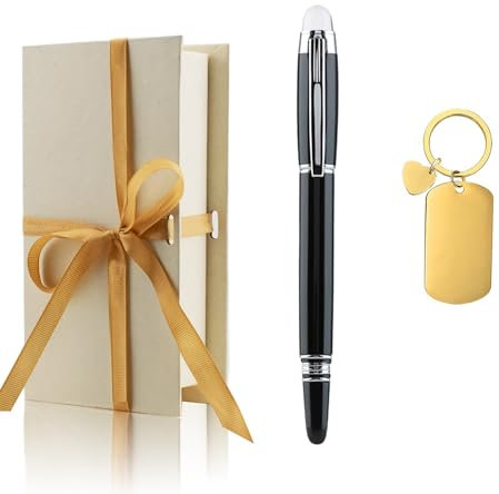 Yastar Bolígrafo personalizado con llavero personalizado, juego de escritura suave de lujo, con caja de regalo, personalizado con tu nombre o mensaje, bonito regalo para amigos