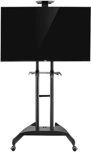XHSMYXGS Mobiler TV-Ständer, universeller drehbarer TV-Ständer, TV-Halterung, mobiler TV-Wagen mit Verstellbarer Halterung mit Rollen, TV-Ständer mit 2 Regalen