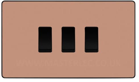 BG Evolve Polished Copper 3 Gang Triple Light Switch Double Format