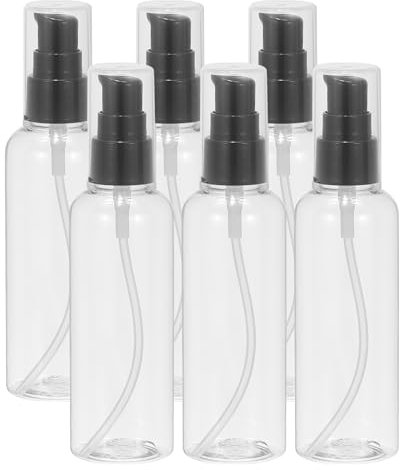 PATIKIL Travel Pump Bottles, 6 Pcs 3.4Oz(100ml) Leak Proof Refillable Empty Dispenser Container Squeeze Bottle with Pump for Shampoo Toiletries Lotion Cream, Clear