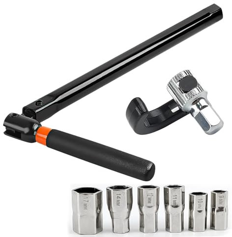 Cle Robinet Evier, Cle pour Robinet Evier avec Outil à 6 Douilles (9/10/11/12/14/17 mm), Outils Plomberie, Cle Lavabo en Métal, pour la Cuisine, les Toilettes (noir)