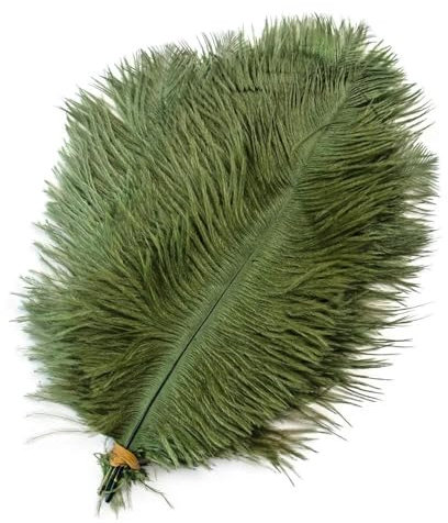 10 plumas de avestruz naturales, accesorios para manualidades, centros de mesa para bodas, decoración de mesas, plumas de 15-40 cm/6-16, verde militar, 30-35 cm