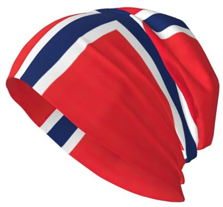 Unisex Beanie-Mütze mit norwegischer Flagge, klassisch, warm, Strickmütze, stilvoll und bequem, für alle Jahreszeiten, Schwarz, Schwarz, Einheitsgröße