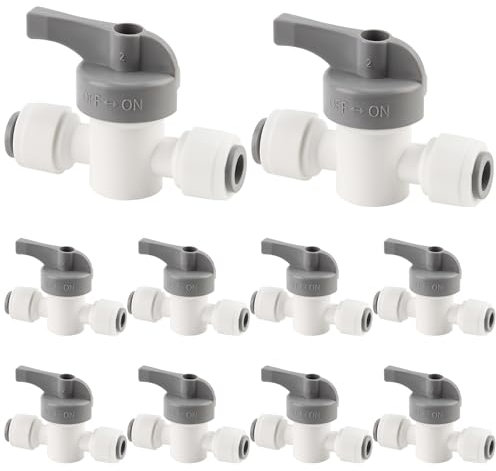 Kalolary 10 Pack Quick Connect Tropfbewässerungsventile, 1/4'' Absperrkugelhahn Barbed Parts Fittings für 1/4 Zoll Tropfbewässerungsschläuche Garten Rasenbewässerung System