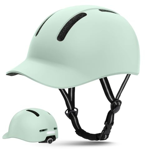 Shinmax Casque de vélo adulte pour adulte, homme et femme, léger, réglable, style casquette de baseball, casque de cyclisme avec visière pour navetteurs urbains et vélo de route (vert menthe, taille