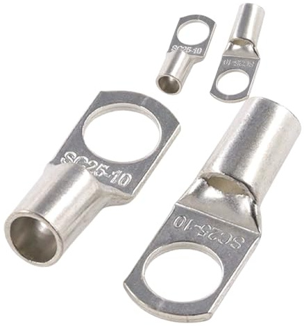 JOYELEC 22Pcs SC25-10 Tinned Copper 25.0mm² Cable Lugs M10 Battery SC Ring Crimp Terminals Connectors for Electric, Auto, Boat, Car,Battery Cable Ends Lugs, Bolt Hole Crimp Terminals Connector