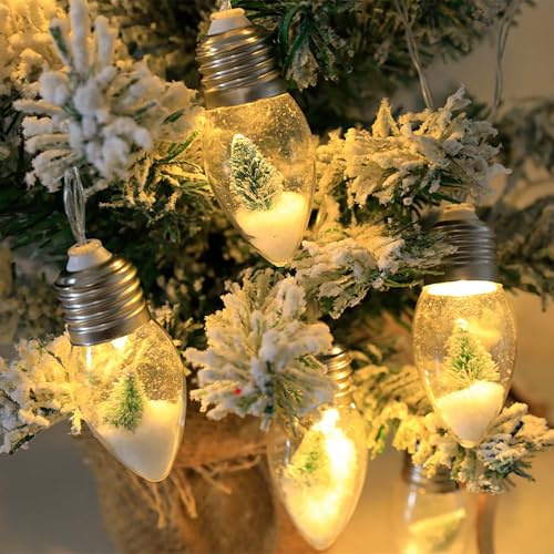 Luci natalizie a forma di globo di neve con albero di Natale, lunghezza 2 metri, con 10 lampadine LED trasparenti. Funzionano a batteria con timer integrato, ideali per decorare camere Christmastree