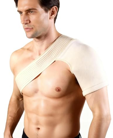 VOSSOT Épaulette Peau pour Homme et Femme,Bandage d'Épaule à Double Compression,Soutien d'Épaule pour Prévention et Récupération des Blessures Sportives Soulagement des Douleurs & Support Sportif