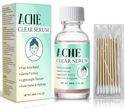 Salicylic Acid Serum, 30ml Drying Lotion Includes 10 Cotton Swabs, Spot Drying Lotion for Acne, Pustule and Blemishes, Powerful Acne Treatment with Niacinamide, Tea Tree & Centella