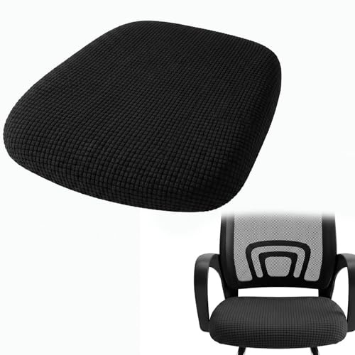 DAQUN Office Computer Chair Cover, Universal Rotating Chair Protectors, Black Removable Seat Cloth for Dining Area and Boardroom