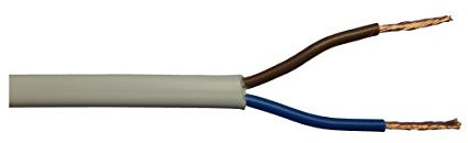 2192Y 2-Core Electric Cable 0.5mm 3A White or Black Flat Flexible (5m, White)