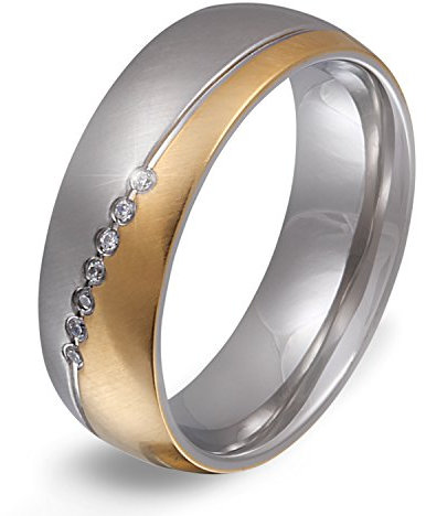 Juwelier Schönschmied - Damen Partnerring Ehering Freundschaftsring Trauring Chiswick Edelstahl Zirkonia 54 (17.2) 172Dac