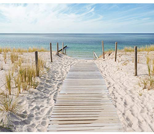 decomonkey Fototapete selbstklebend Strand Meer 245x175 cm Selbstklebende Tapeten Wand Fototapeten Tapete Wandtapete klebend Klebefolie Landschaft Natur