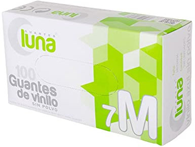Guantes Luna Supreme - Guantes de Vinilo Blanco Traslucido Sin Polvo, Talla M | Guantes de Examen | Ambidiestros, Sin Latex, No Esteriles | 100 Uds