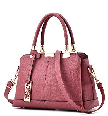 NICOLE & DORIS Damen Handtaschen Elegante Damen Tasche Designe Frauen Umhängetasche PU Weiche Ledertasche Tote Bag Mit Anhänger Rosa