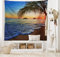 ABAKUHAUS hawaiisch Wandteppich und Tagesdecke, Sonnenaufgang Lanikai Beach aus Weiches Mikrofaser Stoff Waschbar ohne Verblassen Digitaldruck, 230 x 140 cm, Braun Blau